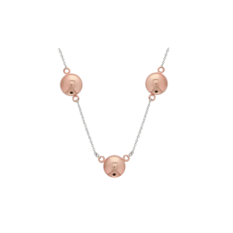 Collier en argent trois pastilles rose