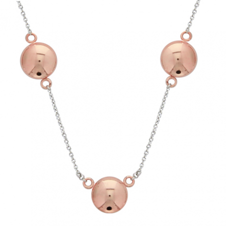 Collier en argent trois pastilles rose