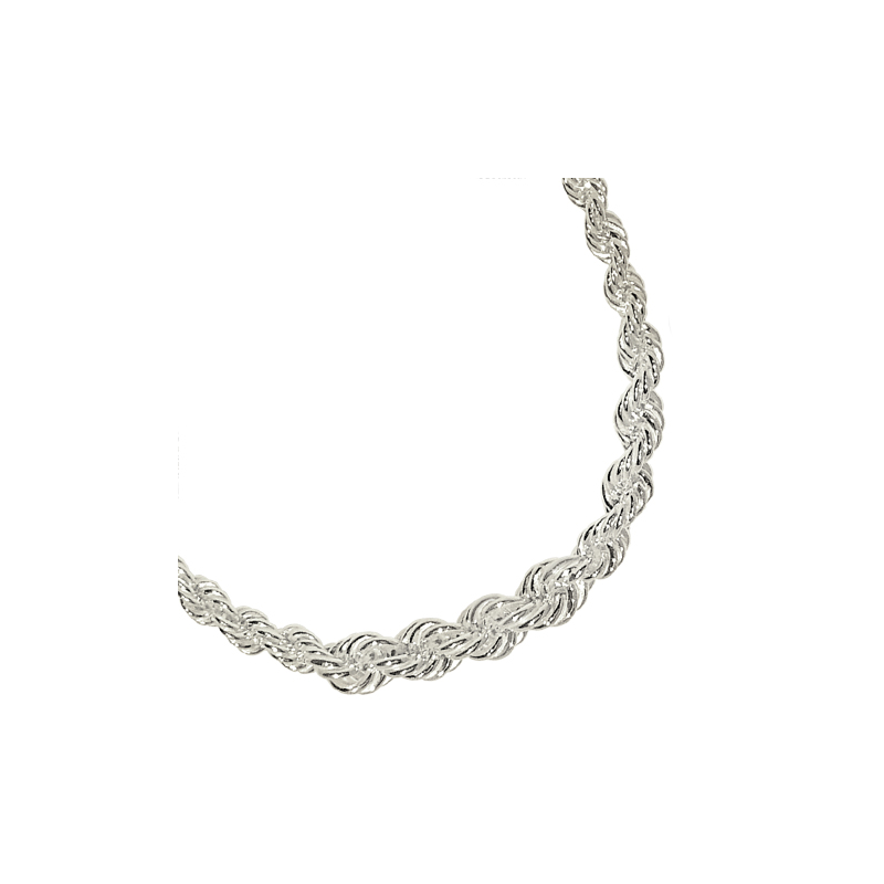 Collier en argent, maille corde en chute