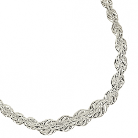 Collier en argent, maille corde en chute