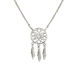 Collier en argent, motif attrape rève, avec chaine reglable de 3 cm