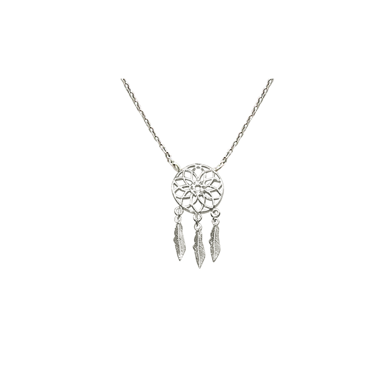 Collier en argent, motif attrape rève, avec chaine reglable de 3 cm