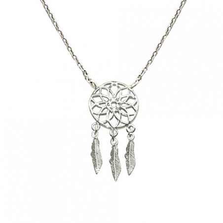 Collier en argent, motif attrape rève, avec chaine reglable de 3 cm