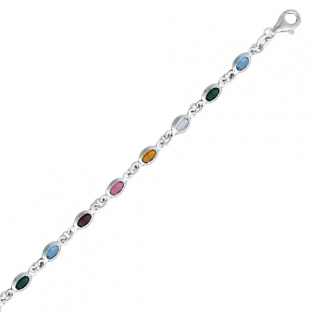 Collier en argent, tutti frutti (cristal de couleur), avec chaine réglable de 3 cm