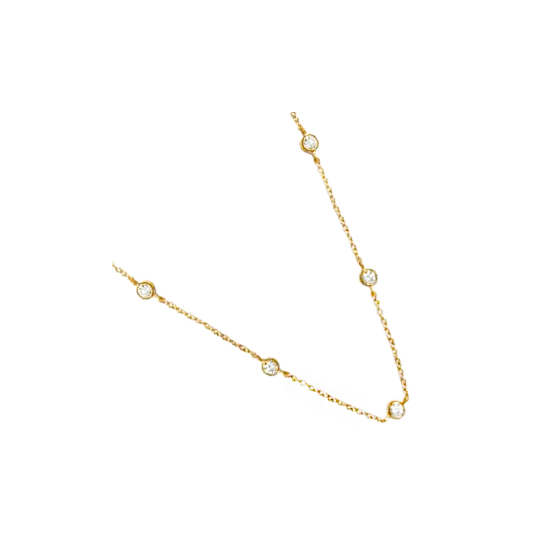 Collier en plaqué or, oxyde de zirconium serti clos, avec chaine réglable de 3 cm