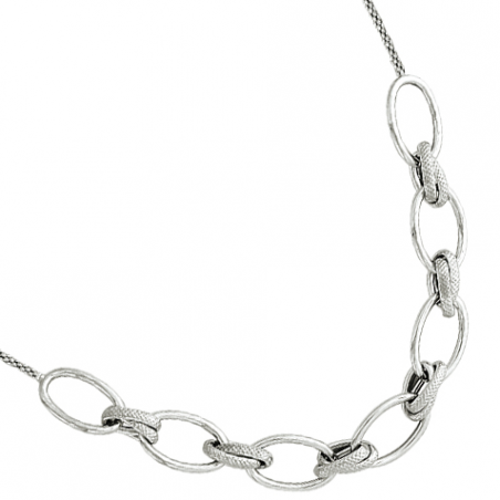 Collier maille fantaisie en argent rhodié