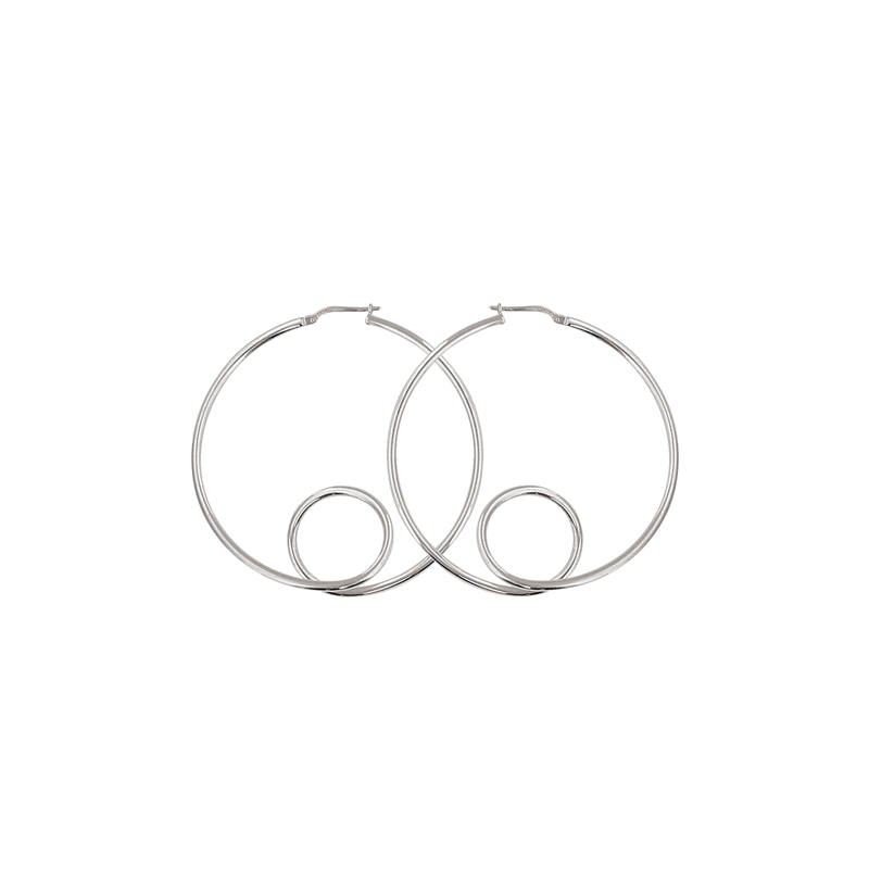 Créoles en argent avec boucle en partie inferieure