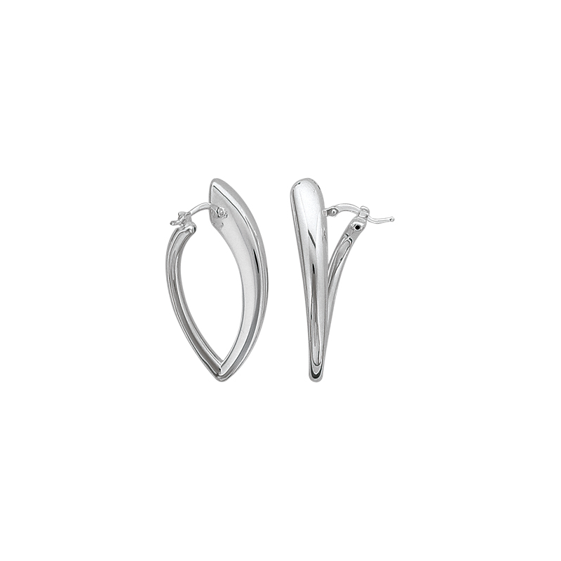 Créoles en argent, forme "V" fin