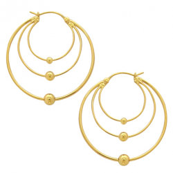 Créoles en plaqué or 3 fils avec boule