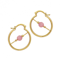 Créoles en plaqué or et perles d'imitation rose