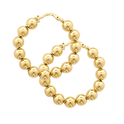 Créoles en plaqué or, motif  boules