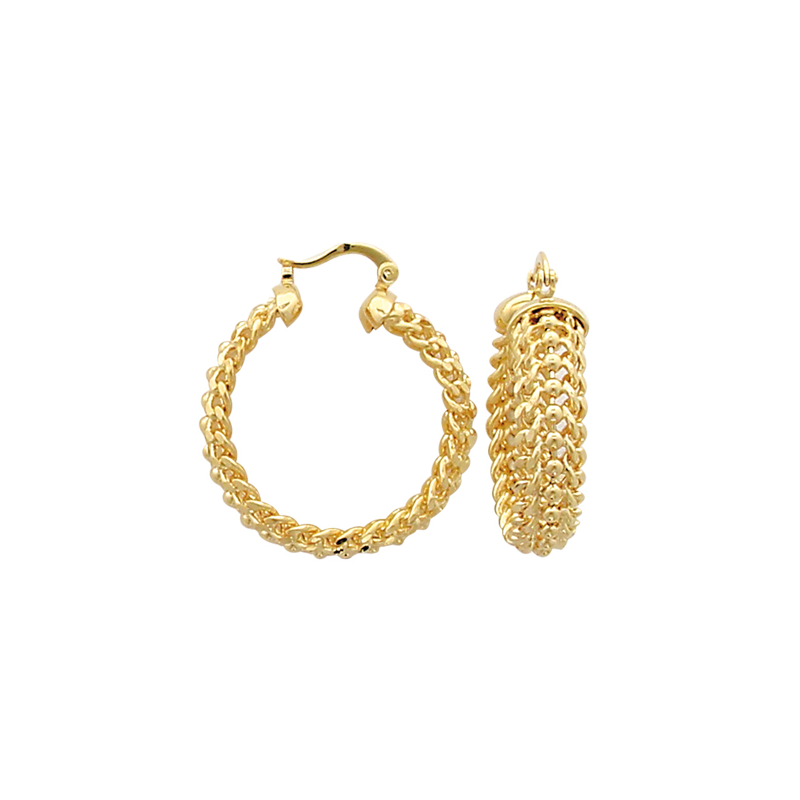 Créoles en plaqué or, motif maille americaine