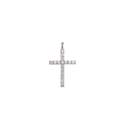 Pendentif croix en en argent et oxyde de zirconium