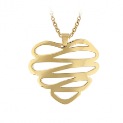 Pendentif en acier doré  forme de coeur ajouré