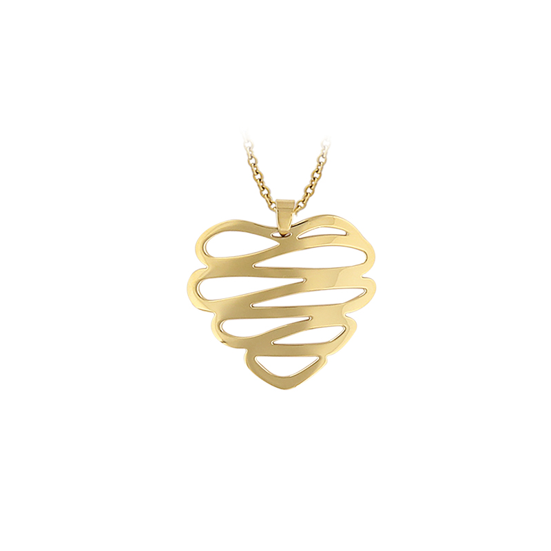 Pendentif en acier doré  forme de coeur ajouré