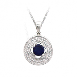 Pendentif en argent et oxyde de zirconium, blanc et bleu