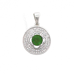 Pendentif en argent et oxyde de zirconium, blanc et vert