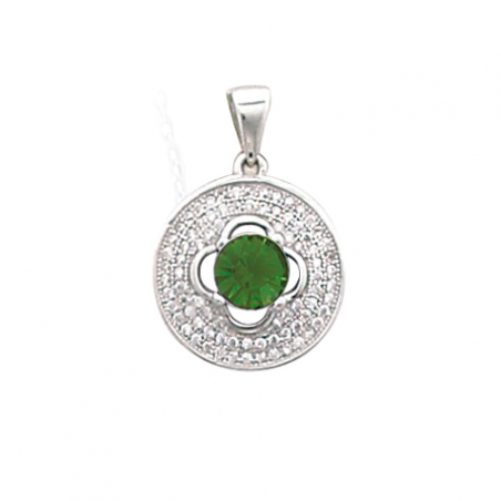 Pendentif en argent et oxyde de zirconium, blanc et vert