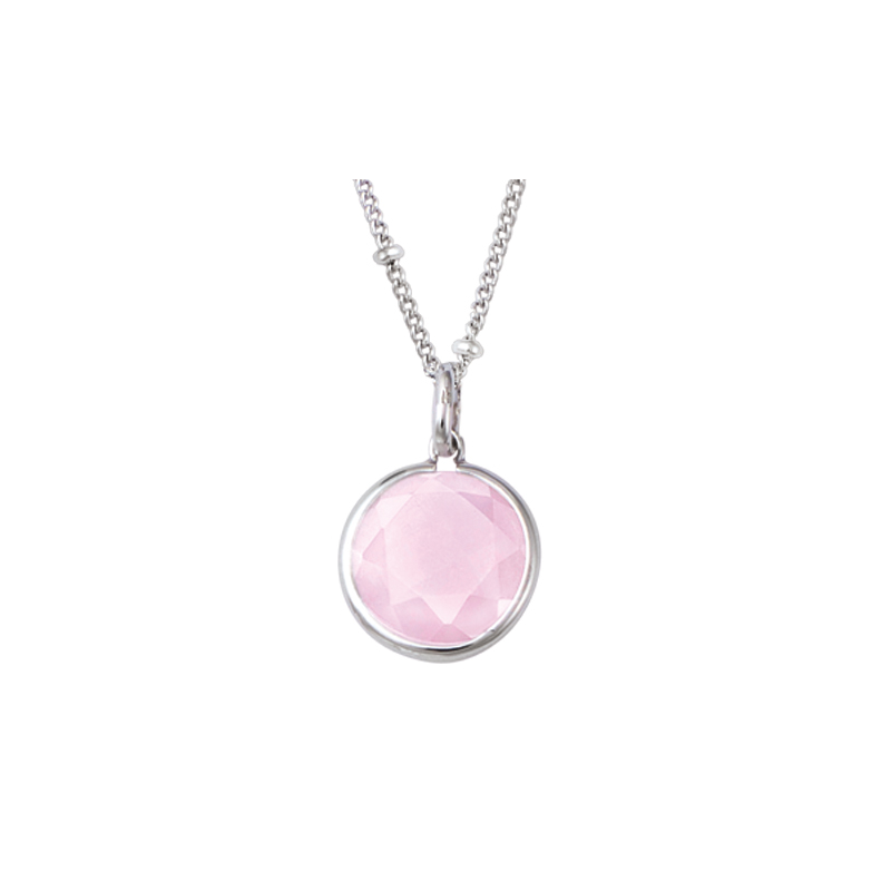 Pendentif en argent pierre rose sertie clos
