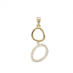 Pendentif en plaqué or et oxyde de zirconium, motif cercles ajourés