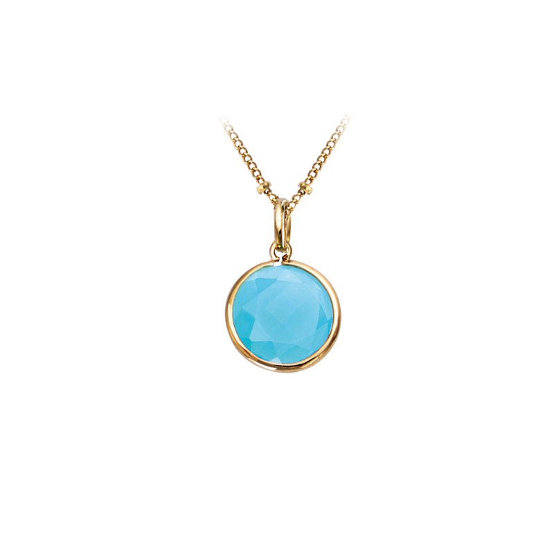 Pendentif en plaqué or pierre bleue sertie clos
