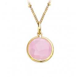 Pendentif en plaqué or pierre rose sertie clos