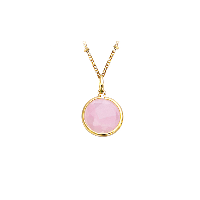 Pendentif en plaqué or pierre rose sertie clos