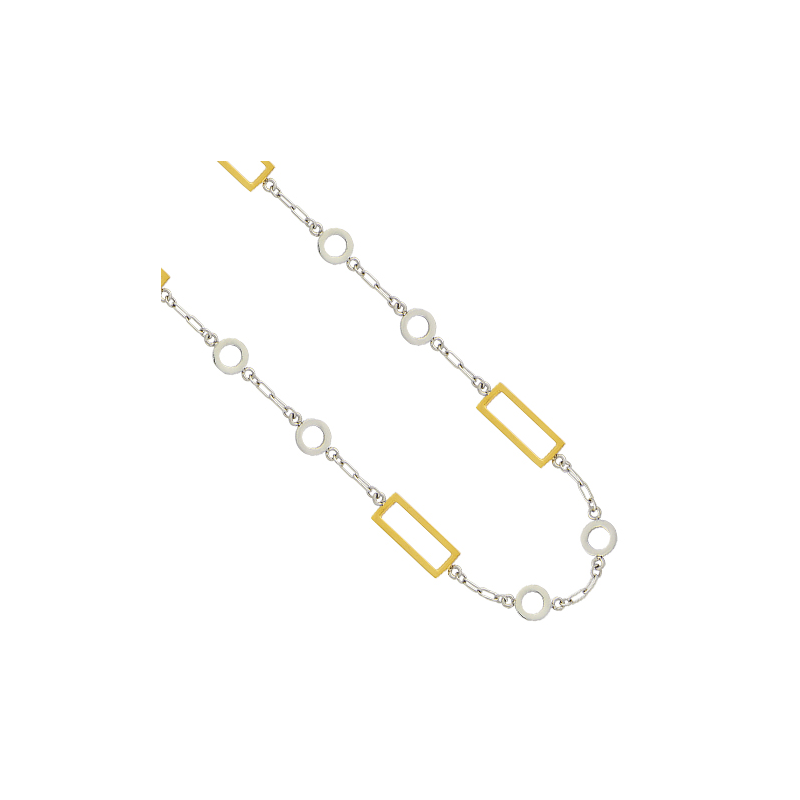 Sautoir acier bicolore en 94 cm