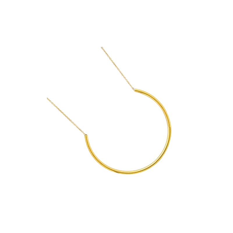 Sautoir acier doré motif demi cercle en 62cm