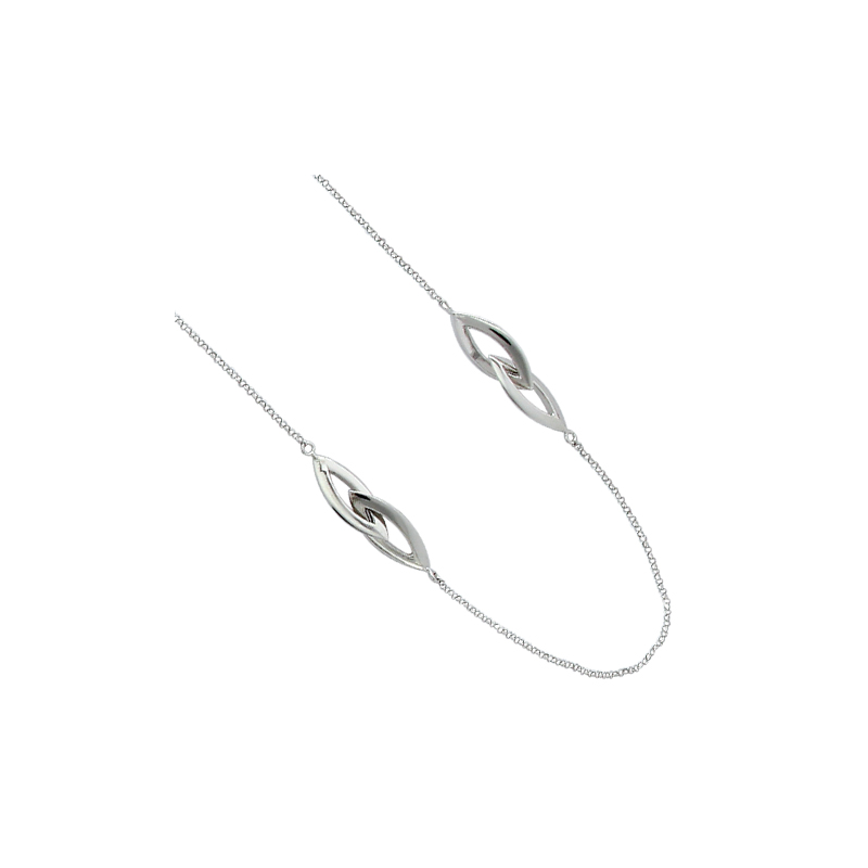 Sautoir en argent, motifs ovales reliés avec chaîne de rallonge de 3 cm