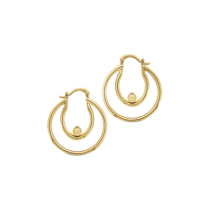 Créoles doubles en plaqué or, mate et brillant