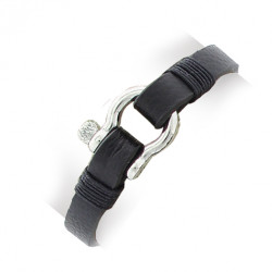 Bracelet en acier cuir noir...