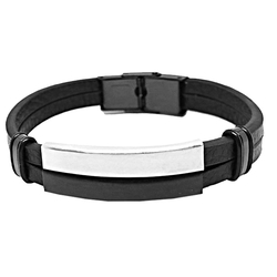Bracelet en cuir noir,...