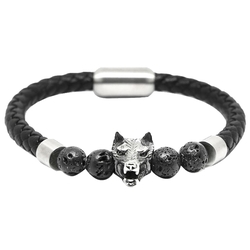 Bracelet en cuir noir &...