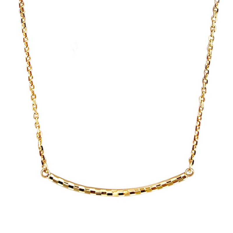 Collier chaine plaqué or avec barrette striée en 40+5cm