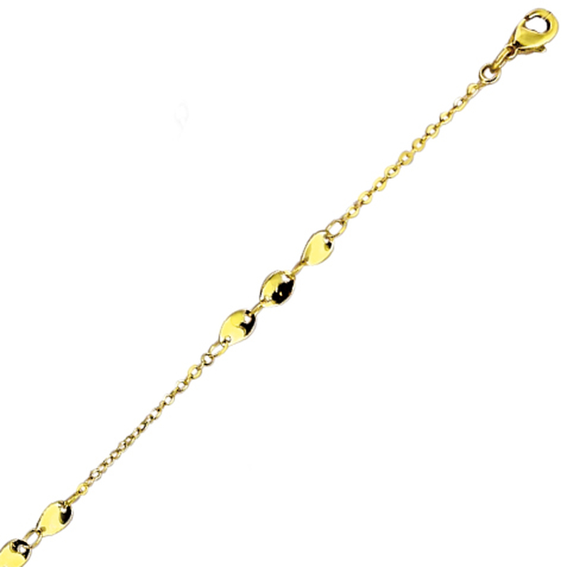 Bracelet chaine avec 3 petits motif torsadés plaqué or en 15+3cm