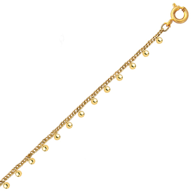 Bracelet chaine motif petites boules plaqué or en 19cm