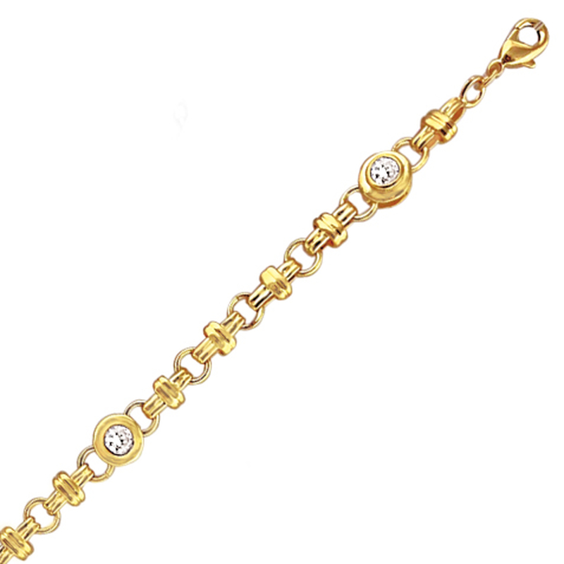 Bracelet plaqué or et oxyde de zirconium en 18cm