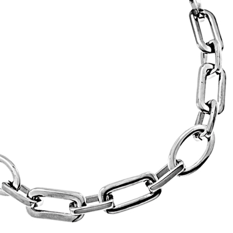 Bracelet acier maille altern&eacute;e ovale et rectange en 21cm