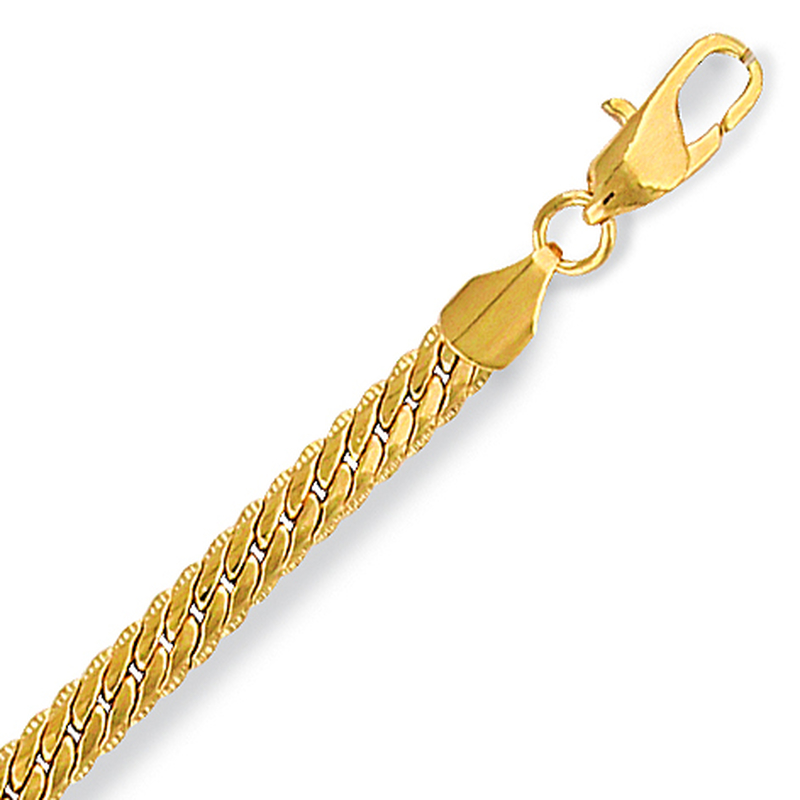 Bracelet en plaqué or, maille anglaise plate et diamantée