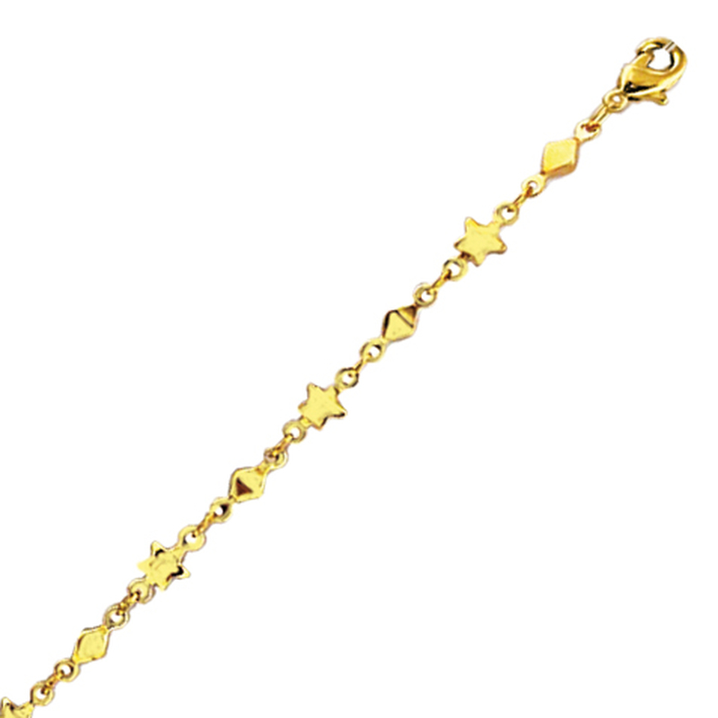 Bracelet plaqué or motif étoiles en 19cm