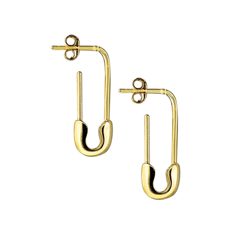 Boucle d'oreilles pendante &eacute;pingle &agrave; nourrice plaqu&eacute; or