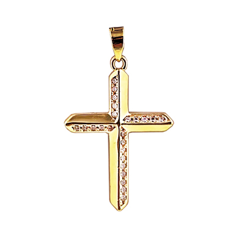 Croix plaqué or et oxyde de zirconium (H.25mm)