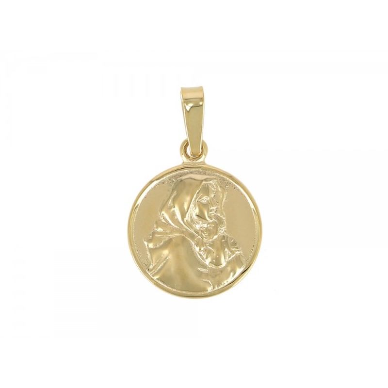 Médaille Vierge à l'enfant plaqué or (H.17mm)