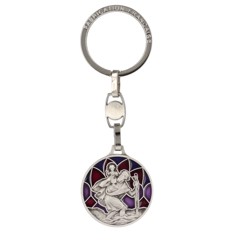 Porte Clef Acier Anneau Forme Sceau St Christophe Bijouterie