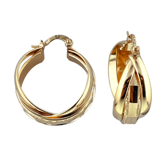 Boucles D'oreilles Créoles Torsadées En Or Bicolore 18 Carats (1.77g) - Occasion Parfait état