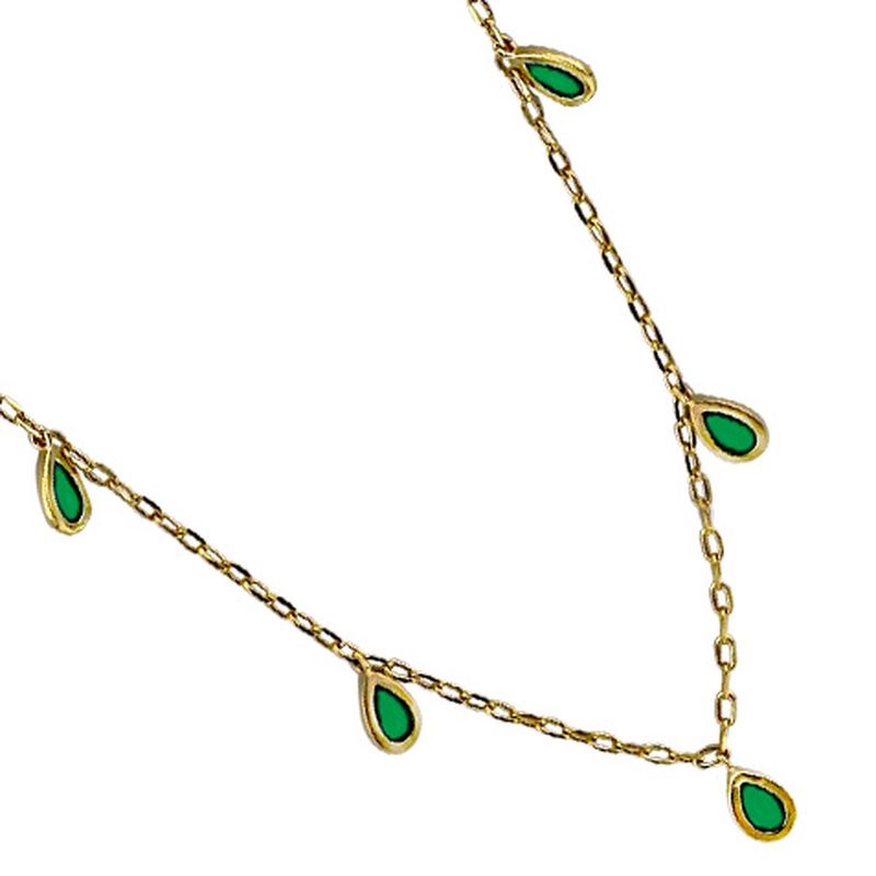 Collier pampilles plaqué or et oxyde de zirconium teinté réglable en 40 + 3cm