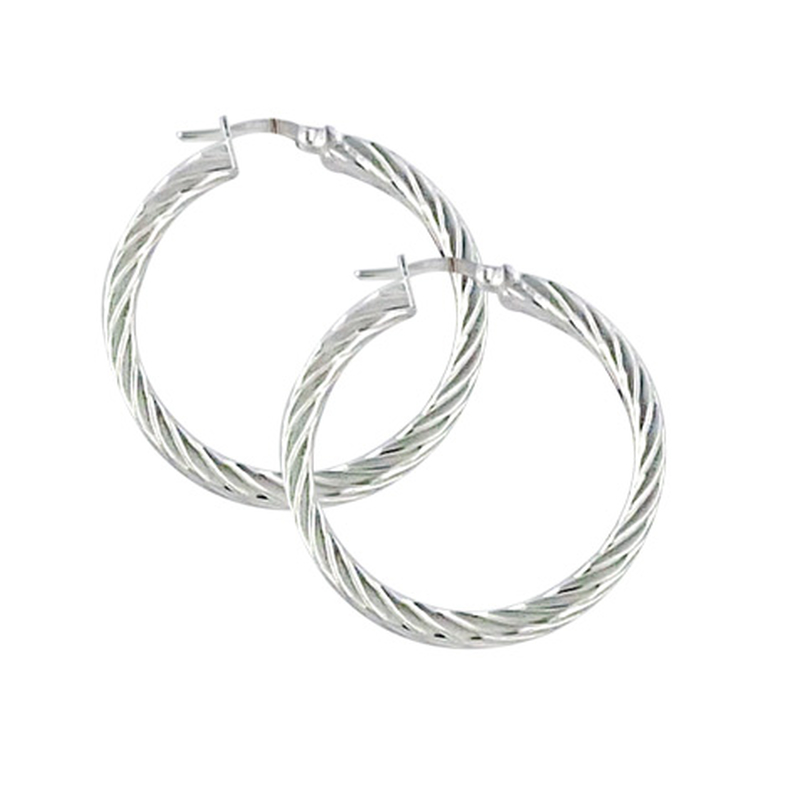 Boucle d'oreilles créole argent striée Ø 35 mm