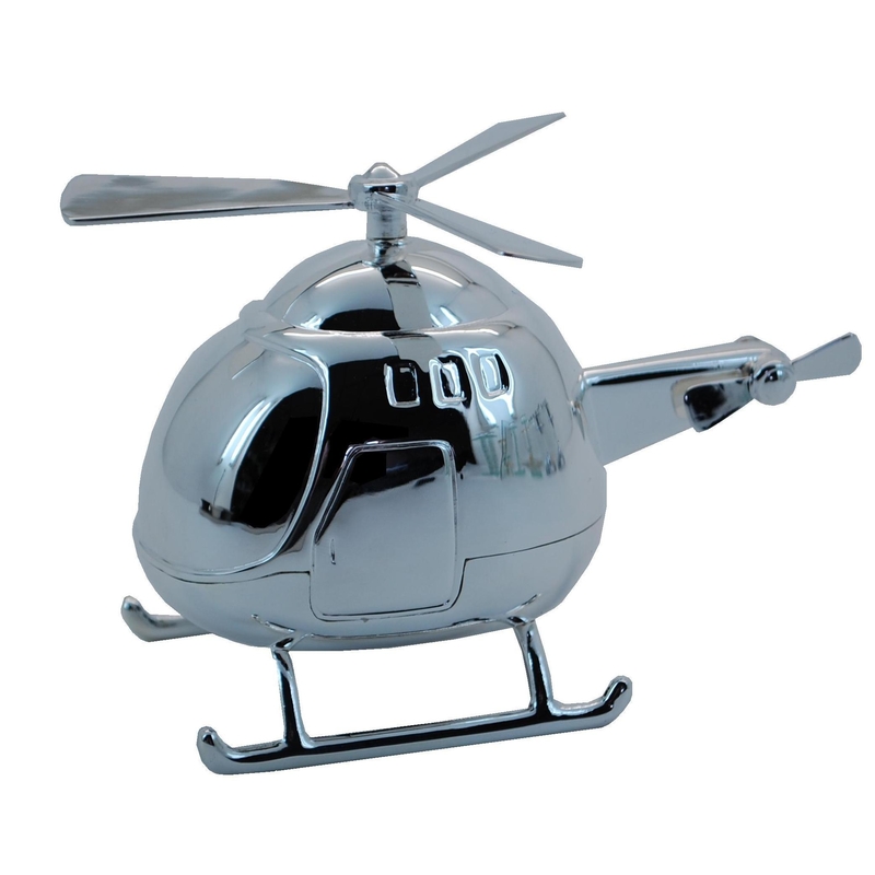 Tirelire Hélicoptère en métal argenté