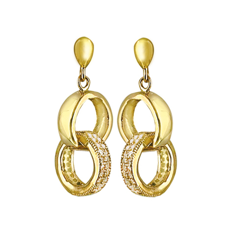 Boucles d'oreilles plaqu&eacute; or et oxyde de zirconium pendante